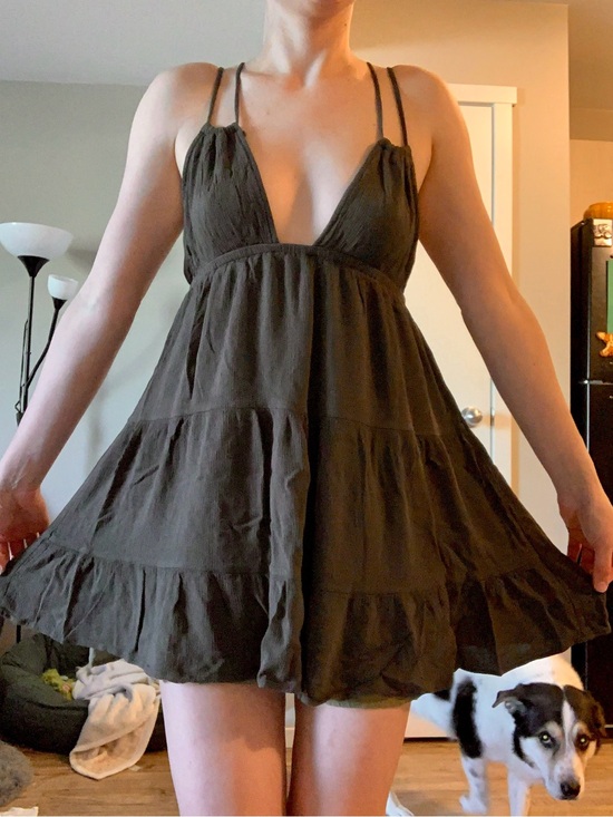 Lulus Dresses & Skirts - ⭐️free add-on⭐️ Lulu’s Army Green Flowy Mini Backless Dress